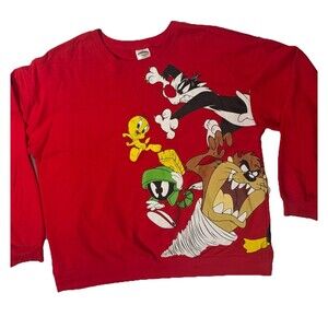 Looney Tunes All Over Print Crewneck Pullover Sweatshirt 3 XL
